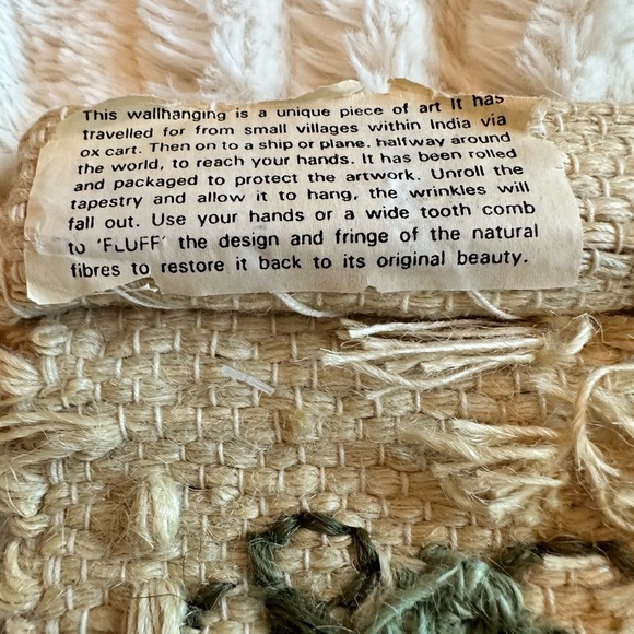 Vintage 1988 Jute Wall Hanging Window Floral Made in India Cottage Core Retro - Picture 8 of 8